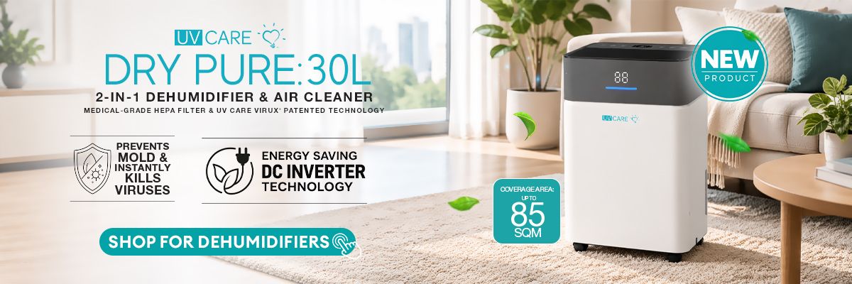 UV Care Dry Pure dehumidifier supporting indoor laundry drying during rainy weather